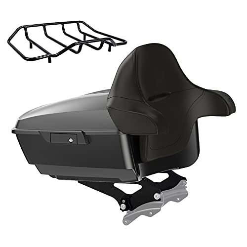 Advanblack King Tour Trunk Pack, Black Mount Bracket & Top Luggage Rack Fit for 2009-Later Harley Touring, Road Glide, Street Glide Special, Road King, Electra Glide (Black Pearl) - color: Black Pearl