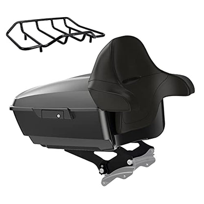 Advanblack King Tour Trunk Pack, Black Mount Bracket & Top Luggage Rack Fit for 2009-Later Harley Touring, Road Glide, Street Glide Special, Road King, Electra Glide (Black Pearl) - color: Black Pearl