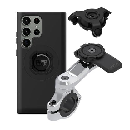 Quad Lock Motorcycle Handlebar Phone Mount PRO Chrome with Vibration Dampener and MAG Phone Case for Galaxy S23 Ultra - size: Galaxy S23 Ultra
