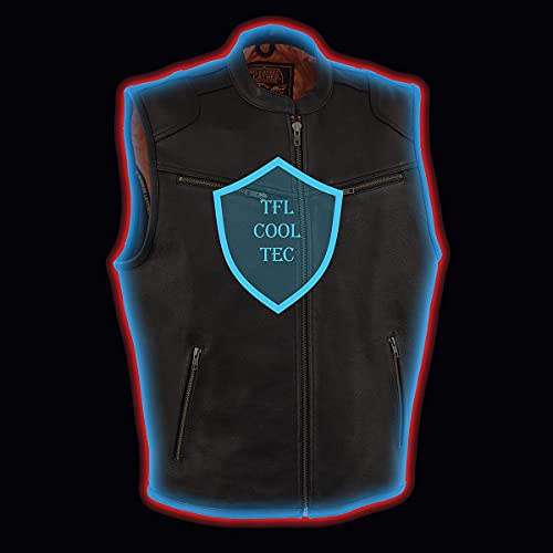 Milwaukee Leather Men's Classic Collarless Motorcycle Biker Rider Leather Vest |MLM|SH - color: Mlm3502-black, size: Small