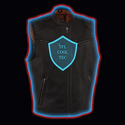 Milwaukee Leather Men's Classic Collarless Motorcycle Biker Rider Leather Vest |MLM|SH - color: Mlm3502-black, size: Small