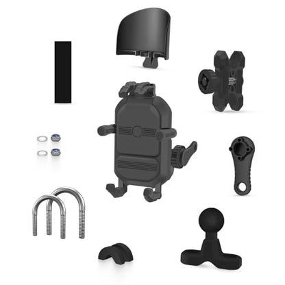 MFGZD Motorcycle Phone Mount Holder Handlebar Clamp With Vibration Dampener, Anti-Shake Adjustable Handlebar Cellphone Clamp Mount For Motorcycle ATV Bicycle Scooter Moped Bike Stroller, 4.8-7" Phones - color: Handlebar Mount