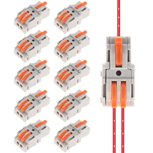 DIANN 10pcs Lever Wire Connectors 1 in 2 Out Circuit Inline Splices Electrical Wire Connector 28-12 AWG Quick Connect Splice Wire Connectors - style: 1 in 2 out