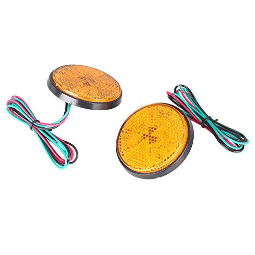 Pair Rectangle Motorcycle Reflector W/ 24 LED, Waterproof and Universal for Car Truck Trailer RV UTV ATV, Orange