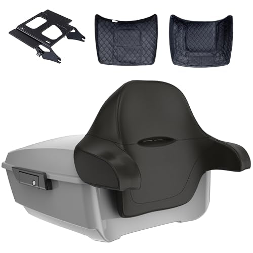 Advanblack 2024 Road Glide King Tour Trunk Pack Vechicle Bag Compatible with Motorcycle Harley Touring CVO Road Glide, Street Glide, 2023.5 2024 2025 Mounting Rack, Backrest & Liners (Billiard Gray) - color: Billiard Gray