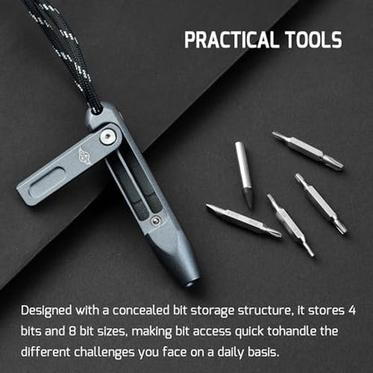 OKNIFE Otacle D1 Mini Precision Screwdriver Set, 9 in 1 EDC Multi Bit Pocket Screwdriver, Industrial S2 Steel Magnetic Bits for Work or Daily Use - color: Aluminum-grey