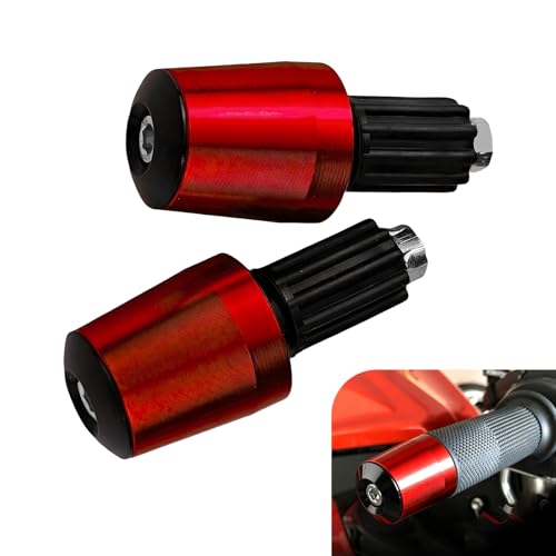 2 PCS Motorcycle Handlebar End Caps, Aluminum Alloy 7/8" 22mm Bar End Plugs, Wear-resistant Handlebar Plugs, Universal for Most Motorcycles, Scooters, Dirt Bikes (Red) - color: Red