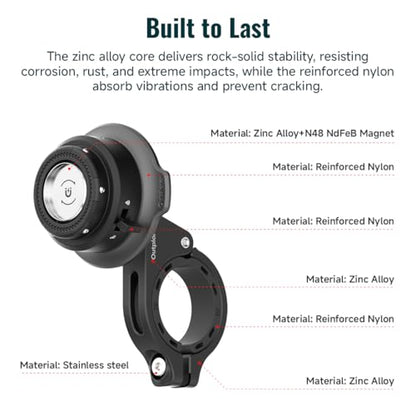 Quick Launch Magnetic Motorcycle Phone Mount, Anti-Vibration Handlebar Bracket with Secure Lock for Bike Scooter Moto MTB, 360° Blind Installation for Phones (QM01-Motorcycle-Basic) - style: QM01
