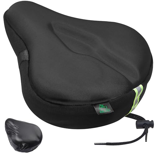 Zacro Bike Seat Cushion - Gel Padded Bike Seat Cover for Men Women Comfort, Extra Soft Exercise Bicycle Seat Compatible with Peloton, Outdoor & Indoor Bike Saddles - color: Black, style: Large