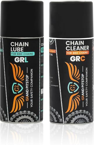 GRAND PITSTOP Chain Cleaner, Degreaser 160ml and Chain Lube, Greaser, 160ml Motorcycle Bike Chain Cleaner for all bikes Motorcycles, Super Durable - size: GR-Cleaner & Lube - 160ml