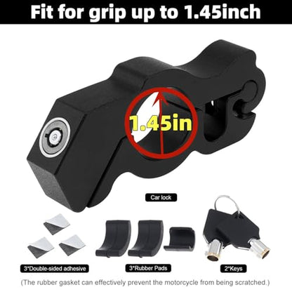 Windance Motorcycle Anti Theft Lock,Heavy Duty Front Brake Lock,Throttle Grip Clutch Brake Lever Handlebar Protection (Black, L) - color: Black