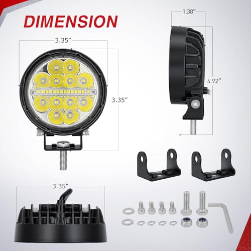 Nilight LED Light Pods 2PCS 3 Inch 36W Round Upgraded Spot Flood Combo Beam Driving Fog Work Backup Bumper Roof Lighting for Offroad Pickup Truck ATV UTV SUV 4x4 Van Camper Boat - color: 2Pcs 24Led Combo Lights