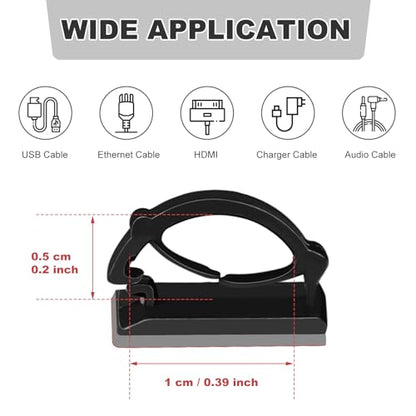 GWHOLE 100Pcs Adhesive Cable Clips Cord Organizer Wire Management for Car Office and Home