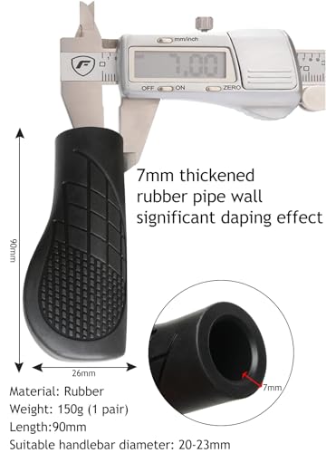 TOPCABIN Bike Grips 2PCS 90mm Length Bike Handlebar Grips Short Mini Bicycle Handlebar Grips Two-Color Rubber Ergonomic Design - color: Rubber Black(90mm)