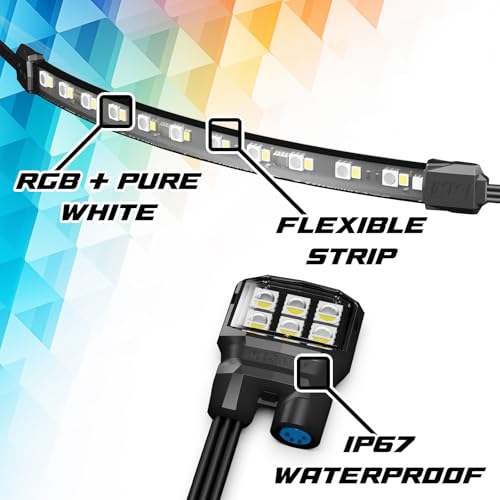 XKmax LED Motorcycle Underglow Light Kit w/RGBW Color Chasing | App-Controlled (Advanced Engine + Underglow + Accent Kit) - size: Advanced Engine + Underglow + Accent Kit