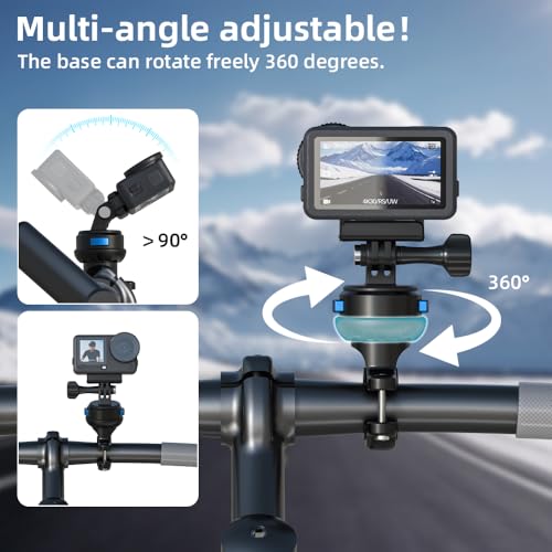 Magnetic Bike Bicycle Handlebar Mount, 360 Degree Rotation Motorcycle Handlebar Clamp Mount Compatible with GoPro Hero 13 12 11 10 Session DJI Action 6/5 Pro/4 and More Cameras