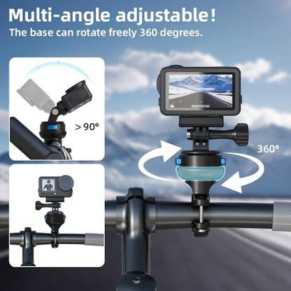 Magnetic Bike Bicycle Handlebar Mount, 360 Degree Rotation Motorcycle Handlebar Clamp Mount Compatible with GoPro Hero 13 12 11 10 Session DJI Action 6/5 Pro/4 and More Cameras