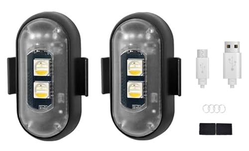 Wireless Strobe Lights with Remote Control Motorcycle Car LED 8 Colors Anti-Collision USB Charing Waterproof Interior Emergency Warning Lights for Truck Drone Aircraft Bike (2 Pack) - color: 2 Pack