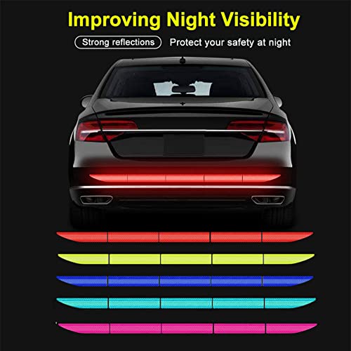 5pcs/Set Diamond Grade Reflective Stickers High Intensity Night Visibility Safety Warning Sign Reflective Tape Stickers for Cars Trucks Helmets Motorcycle Bumper Sticker 35.83x1.57in - color: Blue