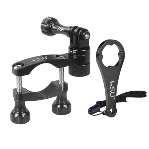HSU Bike Handlebar Mount for GoPro, 360° Rotation Seat Post, 0.6-1.3inch Go Pro Motorcycle Mount Compatible with Hero 13/12/11/10/9/8/7/6, DJI Osmo Action AKASO and Other Action Cameras (Black) - color: Black