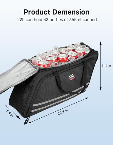 KEMIMOTO Upgraded Saddlebag Cooler Leakproof, Keeps Hot & Cold for 7.5 Hours Insulated Cooler Bag, 1680D Oxford & EVA for Touring Road Glide Street Glide Road King Tear-Resistant Camping Picnic Travel