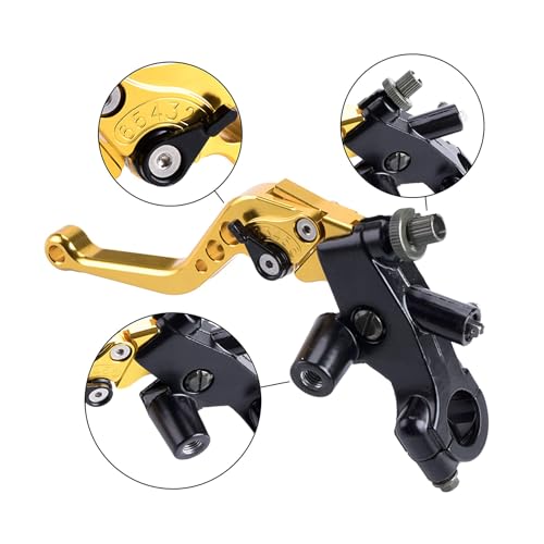 7/8 22mm Motorcycle Brake Lever Handlebar Lever Master Cylinder Clutch Levers Left & Right Set + Hand Grips + Handlebar Ends Set Fit for Harley Honda Kawasaki Suzuki Yamaha(Gold) - color: Gold-Set