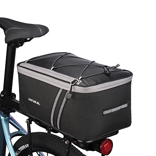 JXFUKAL Rear Bike Rack Bag with Rain Cover, 7L/9L/10L/12L Waterproof Bicycle Ebike Saddle Bag Cycling Pannier Trunk Carrier with Reflector & Adjustable Cord for Commuter Travel Outdoor - style: No Insulation Inner-10l