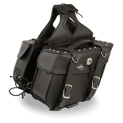 Milwaukee Leather Studded Throw-Over Motorcycle Saddlebags – Synthetic Leather – Universal Fit – Zip-Off - Large - color: SH629ZB-BLACK, size: Large