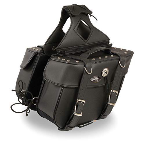 Milwaukee Leather SH629ZB Black Zip-Off PVC Motorcycle Throw Over Saddlebags with Rivets - One Size