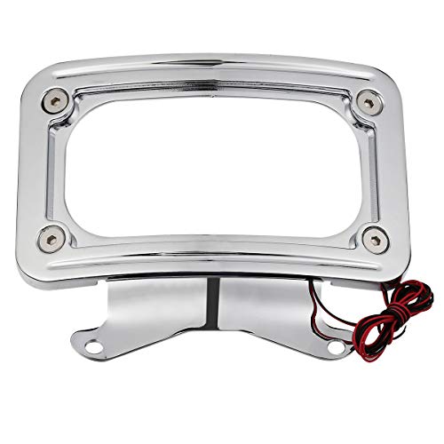 TCT-MOTORPARTS Chrome Curved Laydown License Plate Mount Frame Light Fit for Harley 2017-2025 FLHRXS Road King Special Road Glide; Street Glide 2010-2025 - color: Chrome