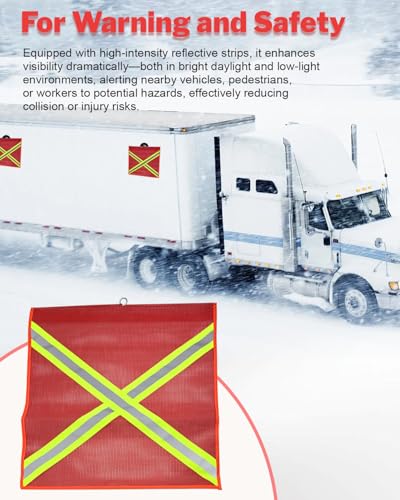 Safety Flags for Trucks with Heavy Duty Magnets Kit, 18 x 18 Inch Reflective Safety Flag with Wire Loop High Visibility Cross-Reflective Strip for Truck Hunting Bike Trailer Hauling (Red-4 Set) - color: Red Magnetic Safety Flags with Cross Reflective Stri