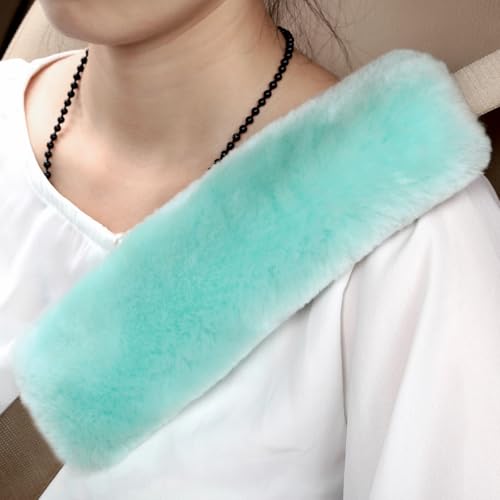 Soft & Cozy Australian Sheepskin Car Seat Belt Covers,2 Pack Fluffy Seatbelt Pads, Genunie Sheepskin Fur Shoulder Straps Cushions for Adults Kids Women and Men (Mint Green) - color: Mint Green