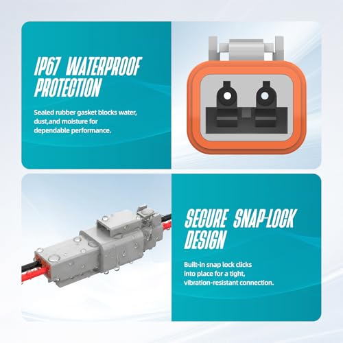 2 Pin DT Connector Kit Gray Waterproof Deutsch Automotive Connectors Kit with Solid Terminals and Sealing Plugs for Car Truck Motorcycle Marine Wiring 14–20 AWG，3 Sets - size: 2 Pin 3 Sets