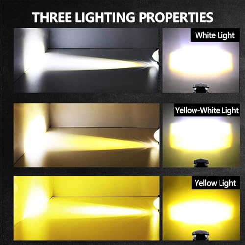 Motorcycle LED Driving Lights 60W 12000LM Fog Lights 6000K Driving Auxiliary Fog Lights Amber White Universal Fit for Motorcycle Truck ATV SUV Car Yacht, 2PCS