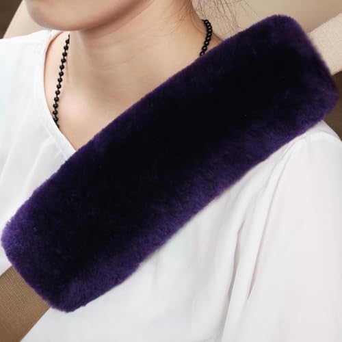 Soft & Cozy Australian Sheepskin Car Seat Belt Covers,2 Pack Fluffy Seatbelt Pads, Genunie Sheepskin Fur Shoulder Straps Cushions for Adults Kids Women and Men (DarkOrchid) - color: DarkOrchid
