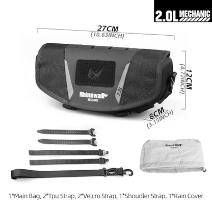 Rhinowalk Motorcycle Handlebar Bag 2L Handle Pouch with Rain Cover & Shoulder Strap, Fits ADV Enduro Touring Motorbikes