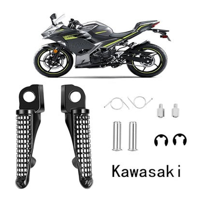 Kawasaki Motorcycle Footpeg Front Foot Pegs Footrest for Kawasaki Ninja ZX-10R ZX-14 ZX6R ZX9R ZX12R ZX636 EX650 650R KLE650 Z1000SX ZZR1200 GTR1400 ZZR1400 - color: Black#Front