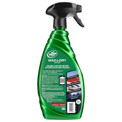 Turtle Wax Wax & Dry, Spray On Car Wax for 1-Step High Gloss Shine, Protection For Paint, Wheels, Glass & More, Easy Versatile Application, Wet or Dry Use, 26 oz (Pack of 1) - size: 26 Fl Oz (Pack of 1)