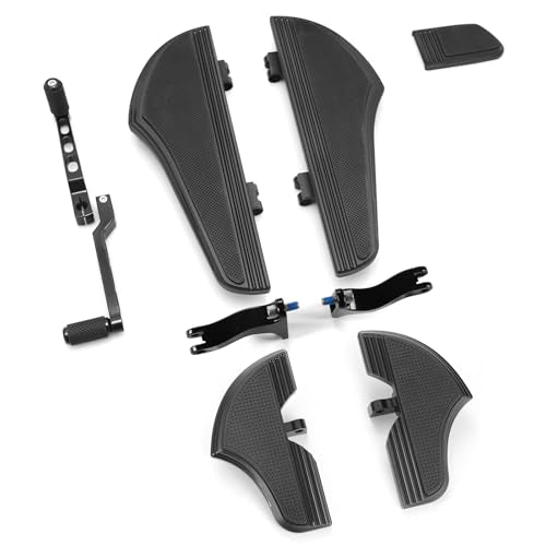 Defiance floorboards Crafted for Harley Touring Models FLT FLHT FLHRS FLHXS Heel Toe Shift Levers and Black Foot Boards (All Black) - color: All Black