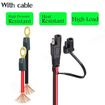 SAE Connector,SAE to O Ring Terminal Harness with 15A Protection Fuse for Safety, 2-Pin Quick Disconnect Plug,SAE Battery Extension Cable with 2FT 10AWG for Motorcycle Cars. (60CM) - size: 10AWG SAE to O Ring - 2FT