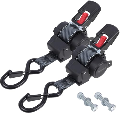Ayaport Retractable Ratchet Straps 1 inch x 6ft, 2PK Bolt-on Tie Down Straps to Trailer - 1500lbs Break Strength, Transom Tie Downs for Cargo, Motorcycles, Jet Ski - size: 1in x 6ft-2pcs