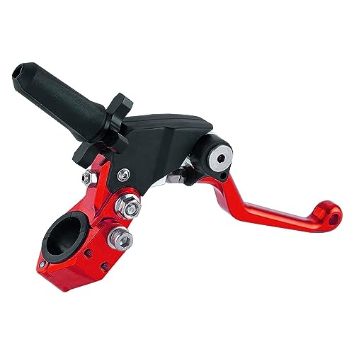 7/8" 22mm Universal Motorcycle Aluminum 360 ° Alloy Foldable Clutch Handle Motorcycle Clutch Handle with Mounting Seat for Motorcycle Street Sport Dirt Pit Mini Bikes Scooter ATV-Red - color: Red