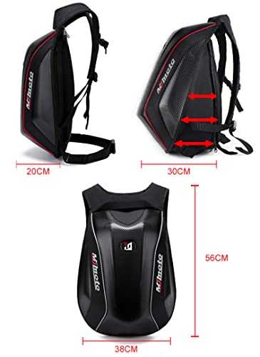 Motorcycle Backpacks for Men Helmet Bags Waterproof Hard Shell 30-48L Expandable Storage Travel Bag Luggage Black Red - color: Red