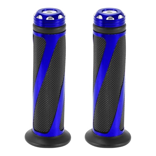 Motoforti 7/8" 22mm 15/16" 24mm Universal Motorcycle Hand Grips Cover Rubber Aluminum Alloy Handlebar Cover for Motorcycle Scooter Bicycle ATV Black Blue 1 Pair - color: Blue