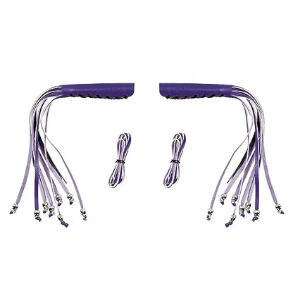 Motorcycle Lever Cover PU Leather Fringed Brake Clutch Covers Universal Grip Tassels Motorcycle Handlebar Covers with Skull Beads - color: Purple