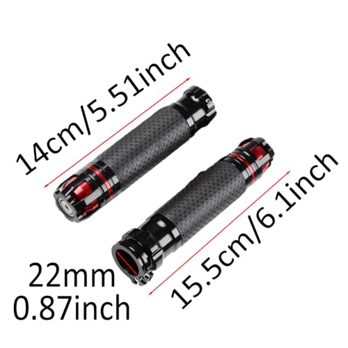Riloer Motorcycle Handlebar, Non-Slip Hand Grips, Compatible with Motorcycles with 7/8 inch (22MM) Handlebars, 2 PC - color: Black and Red
