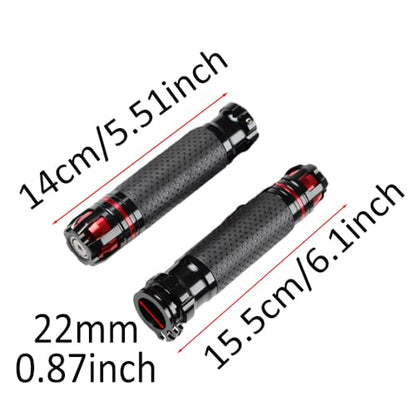 Riloer Motorcycle Handlebar, Non-Slip Hand Grips, Compatible with Motorcycles with 7/8 inch (22MM) Handlebars, 2 PC - color: Black and Red