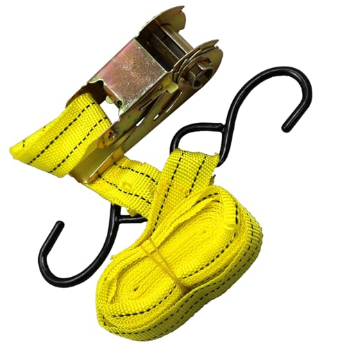 Bluedot Trading Set of 8 x 15 Ft 1-Inch Ratchet Tie Downs with ‘S’ Hook Soft Loops - 500 lbs Working Load for Lighter Load Transport, Quantity 8 - Ideal for Cargo, Truck, Trailer, Moving and Hauling - size: 8 Rachets