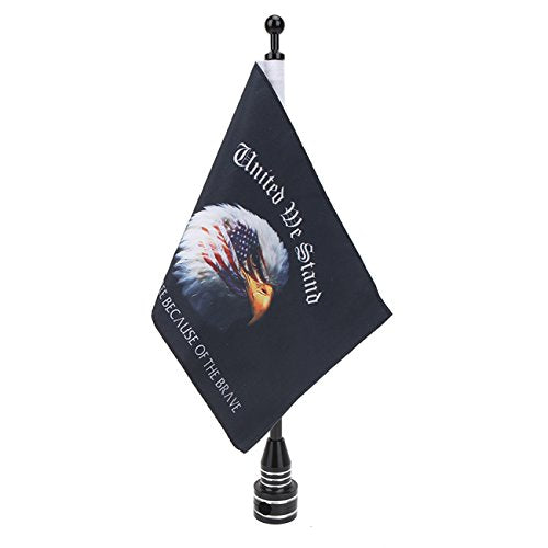 "United We Stand" Motorcycle Flag 6x9 American Eagle Flag with Black Flagpole Mount For Harley Davidson Honda Goldwing CB VTX CBR Yamaha - Fits 1/2" Round Luggage Rack - color: "United We Stand" Flag