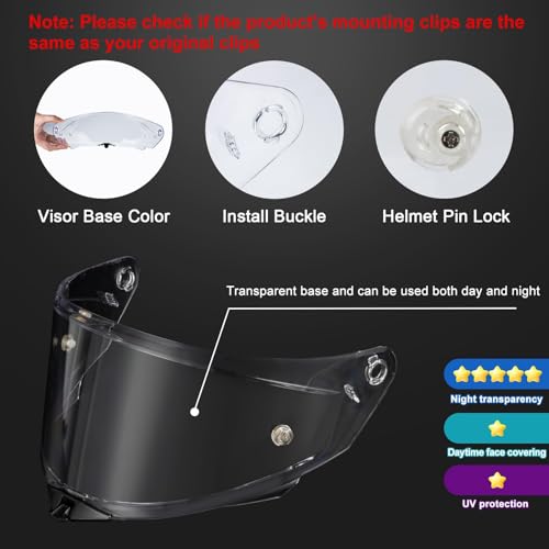 PSLER TT-Revo Visor - TT Revo Helmet Tinted Visor Face Shield Replacement for TT-Revo,Transparent - color: Transparent